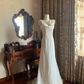 White Spaghetti Strap Waist-Cinched Slim Fit Elegant Vintage Prom Dress, Evening Gown, Birthday Gown, Wedding Dress gh7258
