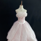Blush Pink Strapless Romantic Gown With Lace Trims, Cinched Waist & Elegant Cute Voluminous Skirt, Wedding Dress & Bridal Gown gh8157