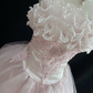 Blush Pink Strapless Romantic Gown With Lace Trims, Cinched Waist & Elegant Cute Voluminous Skirt, Wedding Dress & Bridal Gown gh8157