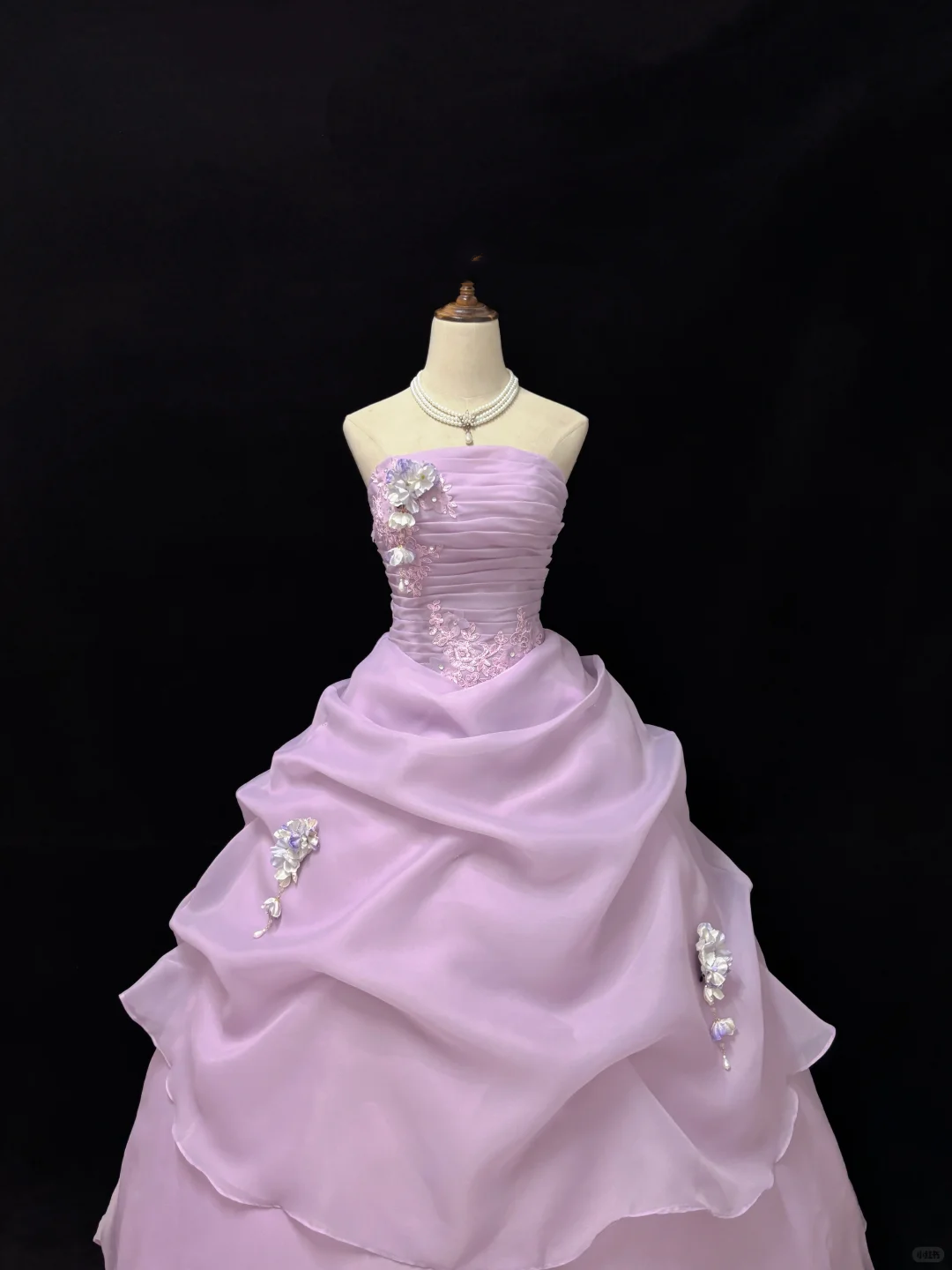 Light Lavender Strapless Cinched Waist Voluminous Skirt Romantic Dress, Wedding Gown gh7937