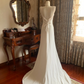 White Spaghetti Strap Waist-Cinched Slim Fit Elegant Vintage Prom Dress, Evening Gown, Birthday Gown, Wedding Dress gh7258