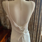 White Spaghetti Strap Waist-Cinched Slim Fit Elegant Vintage Prom Dress, Evening Gown, Birthday Gown, Wedding Dress gh7258