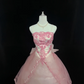Blush Pink Spaghetti Straps, Cinched Waist, Slim Fit, Embroidered Long Vintage Elegant Romantic Dress, Wedding Gown gh8073