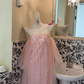 Light Pink Spaghetti Strap Sequin Straight Fit Long Vintage Romantic Dress, Wedding Gown gh7537