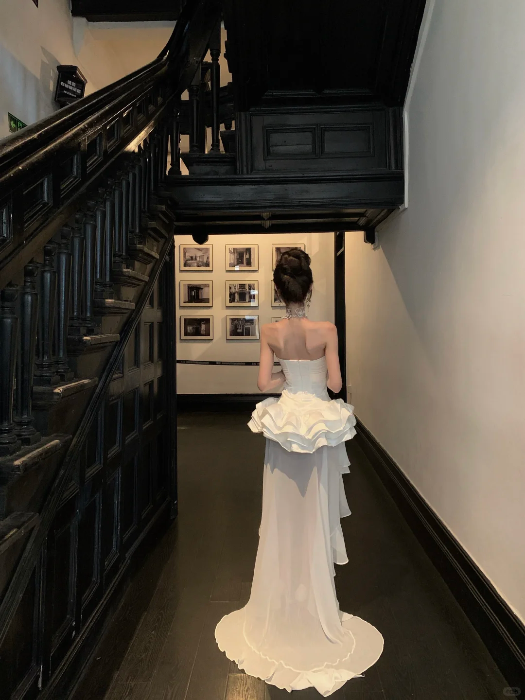 Women Elegant White Strapless Corset High Low Prom Dress Ruffled Train Formal Evening Gown gh9420