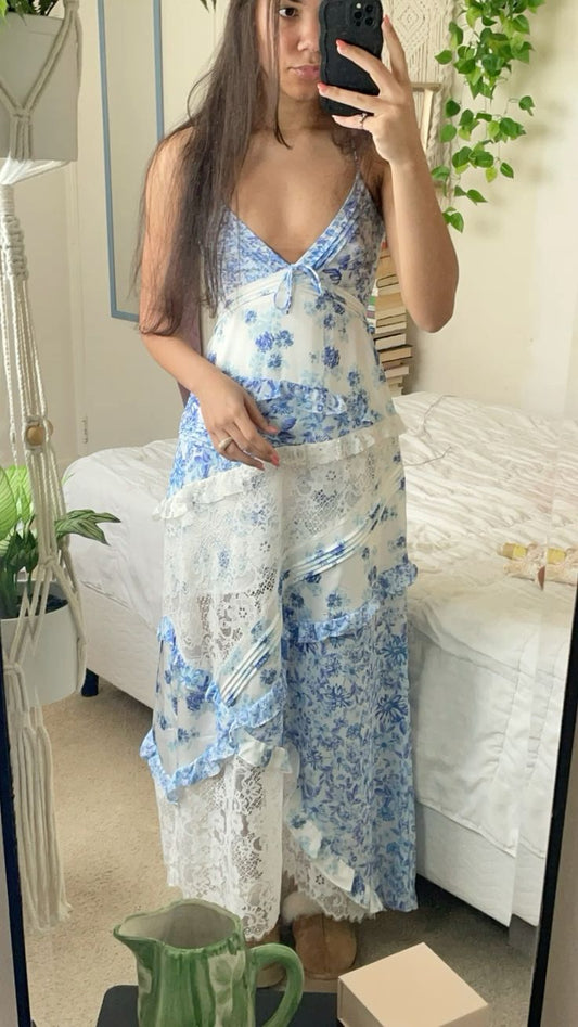 Robe de bal longue bleue élégante en dentelle florale délicate, robe de soirée, robe de bal, robe de soirée, robe de soirée, robe de soirée, gh4109