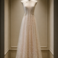 ✨Girlhomeshops-Ditsy Floral Tulle A-Line Champagne Qipao Cheongsam Wedding Dress gh10475