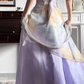 Lavender Purple Vintage Strapless Prom Gown, Gradient Silver‑Tone Beaded Embroidery Bodice, Asymmetrical Draped Overlay Panel, Flowy Organza Full Floor‑Length Skirt, Fairy‑Style Evening Prom Dress gh8809