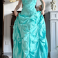 Mint‑Green‑Vintage‑Gown Spaghetti‑Straps Beaded‑Rhinestone‑Bodice Hand‑Gathered‑Voluminous‑Skirt Crinkled‑Shiny‑Taffeta‑Fabric Retro‑Puffy‑Floor‑Length‑Prom‑Evening‑Dress gh8840