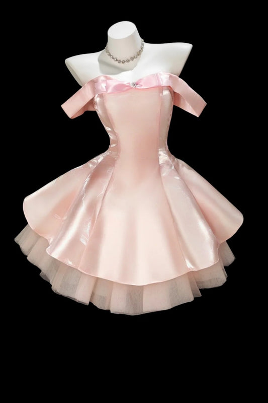 New stylish short satin back-to-school dress/birthday dress gh6832