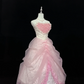 Blush Pink Spaghetti Straps Heart Neckline Cinched Waist Voluminous Princess Skirt Romantic Dress, Wedding Gown gh8024