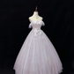 Lavender Off-the-Shoulder Embroidered Cinched Waist Voluminous Princess Skirt Long Romantic Dress, Wedding Gown gh7978