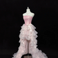 Blush Pink Strapless Sexy Cinched Waist Floor Length Romantic Dress, Wedding Gown gh7938