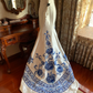 Blue Printed Classic Strapless Fitted Waist Elegant Prom Dress, Evening Ball Gown gh7288