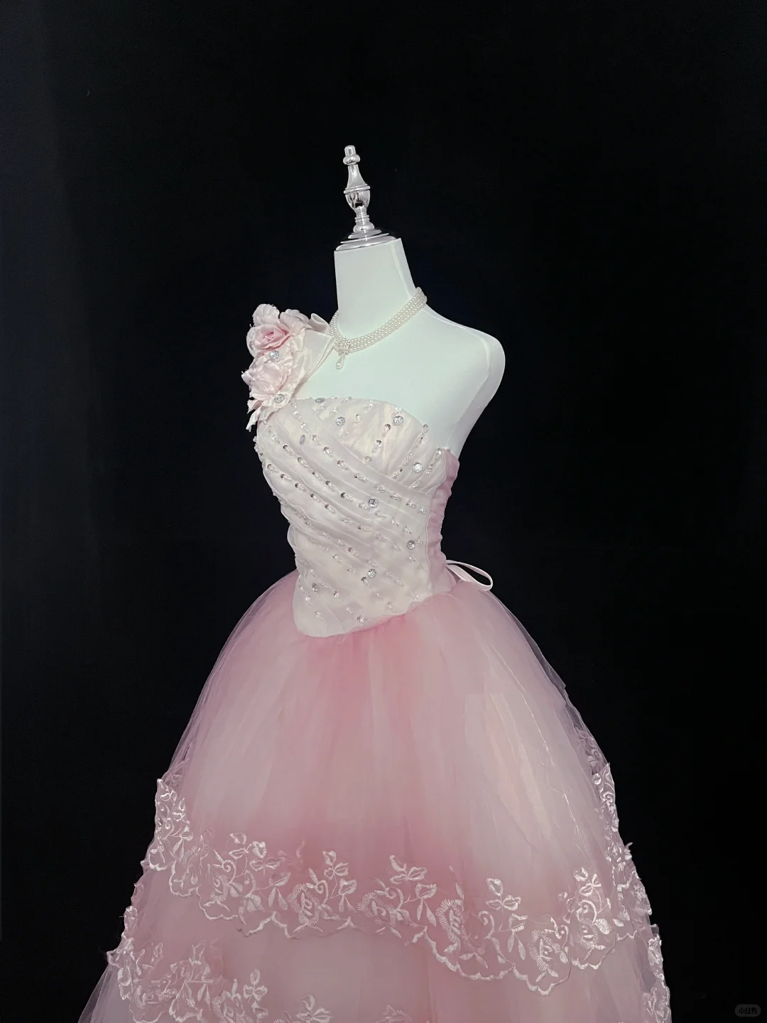 Blush Pink Strapless Cinched Waist Gradient Voluminous Princess Skirt Romantic Dress, Wedding Gown gh8074