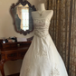 White Vintage Strapless Waist-Cinched Voluminous Skirt Prom Dress, Evening Gown gh7259