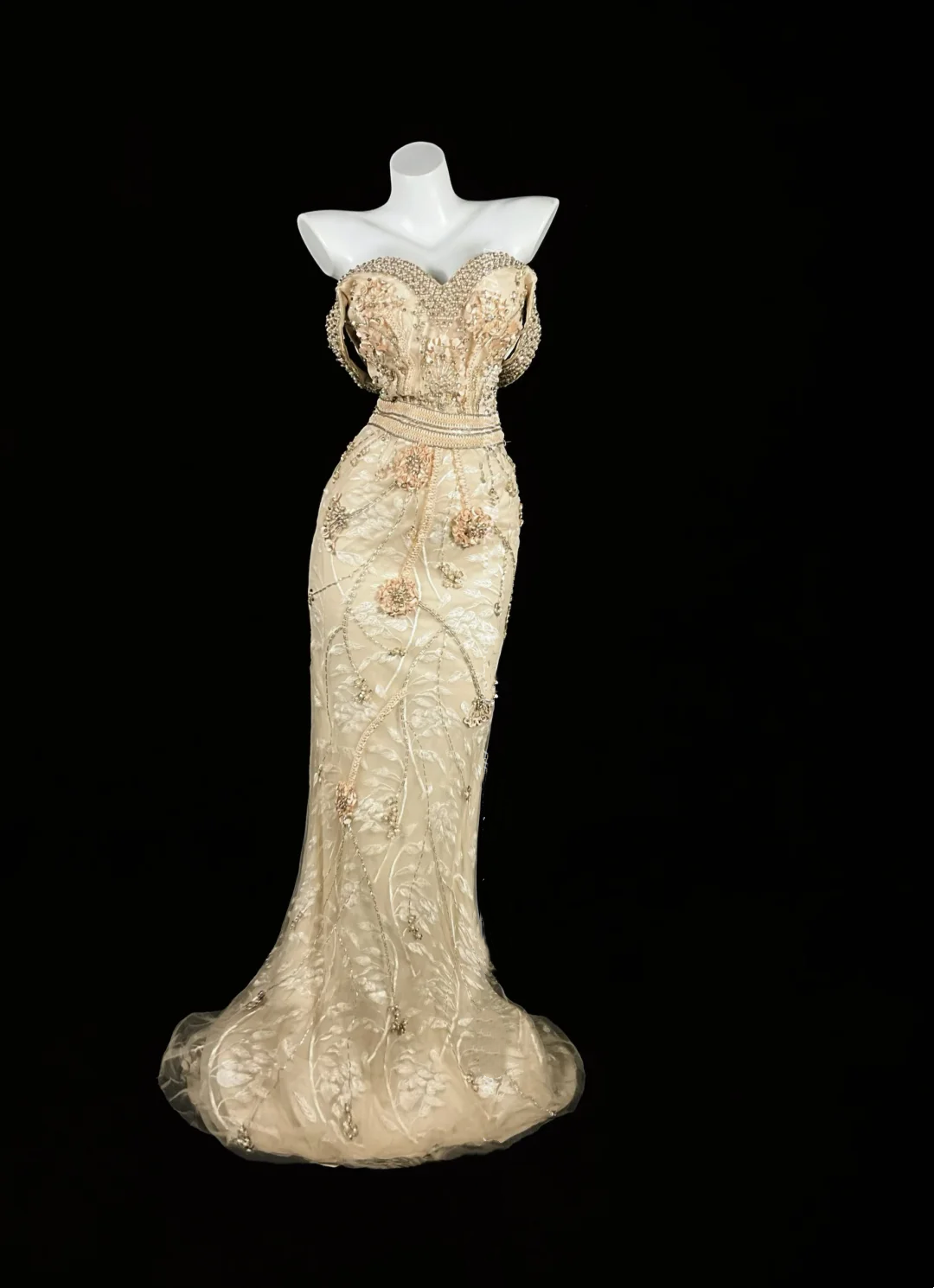 Champagne Vintage Elegant Waist-Cinched Slim Hip-Hugging Sexy Evening Gown for Parties & Balls gh7154