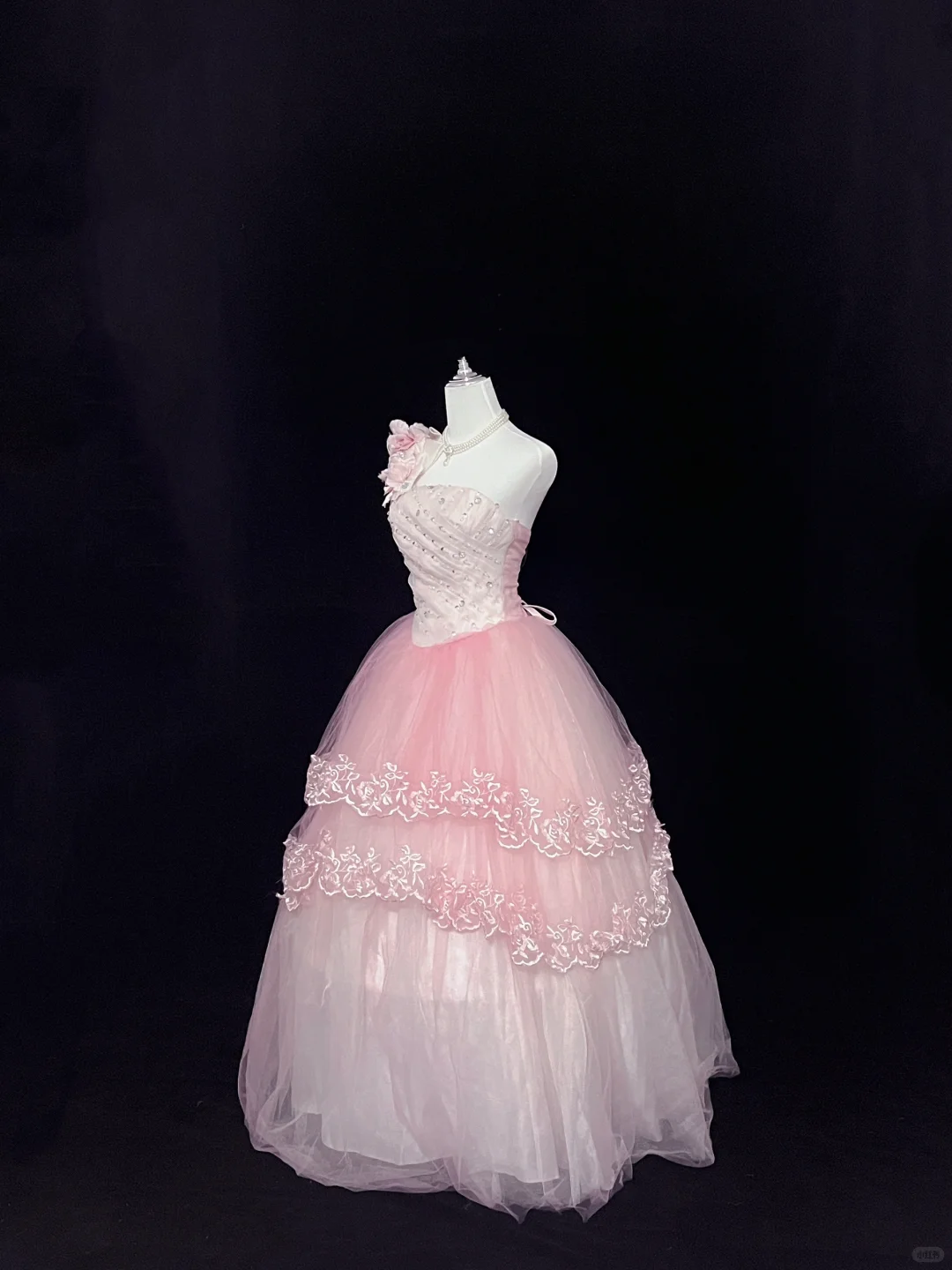 Blush Pink Strapless Cinched Waist Gradient Voluminous Princess Skirt Romantic Dress, Wedding Gown gh8074