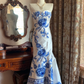 Blue Printed Classic Strapless Fitted Waist Elegant Prom Dress, Evening Ball Gown gh7288
