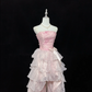Blush Pink Strapless Sexy Cinched Waist Floor Length Romantic Dress, Wedding Gown gh7938