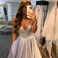 Simple V Neck Silver Satin Long Prom Dresses, V Neck Silver Formal Dress, Open Back Silver Evening Dress gh2398