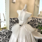 White Strapless Waist-Cinched Full Flared Long Gentle Elegant Romantic Dress, Wedding Gown gh7671