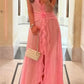 Girlhomeshops - Robe de demoiselle d'honneur longue en mousseline rose élégante, robe de soirée pour invité de mariage gh5949