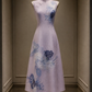 ✨Girlhomeshops-Lavender Purple Lace Floral A-Line Midi Cheongsam Qipao gh10447