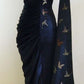 Girlhomeshops-Navy Blue Butterfly Long Satin Fashion One Shoulder Floor Length  Prom Dress Evening Dress Graduation Dress gh5197