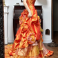 Orange‑Gold Ombre Vintage Strapless Prom Gown, Beaded Bodice, Fitted Waist, Draped Ruffle Details, Multi‑Layer Ruffled Cake Ballgown Skirt, Vintage Oil‑Painting Style Evening Prom Dress gh8772