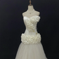 Off-White Vintage Strapless Long Romantic Gown, Cinched Slim Waist, Elegant & Gentle Style, Wedding Gown gh8114