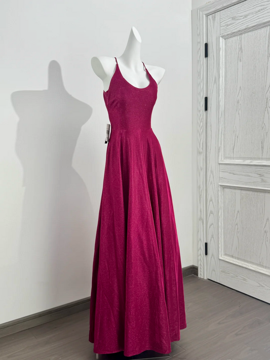 Fuchsia Halter Cinched Waist Fitted Backless Sexy Long Prom Dress, Evening Gown gh7216
