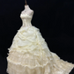 Light Yellow Vintage Palace Strapless Cinched Waist Voluminous Skirt Long Romantic Dress, Wedding Gown gh7939