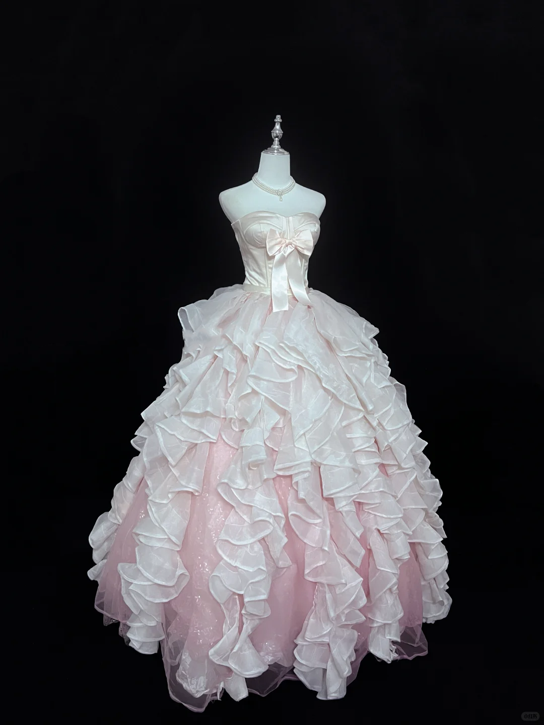 Blush Pink Satin Strapless Cinched Waist Voluminous Stylized Skirt Long Romantic Dress, Wedding Gown gh7979