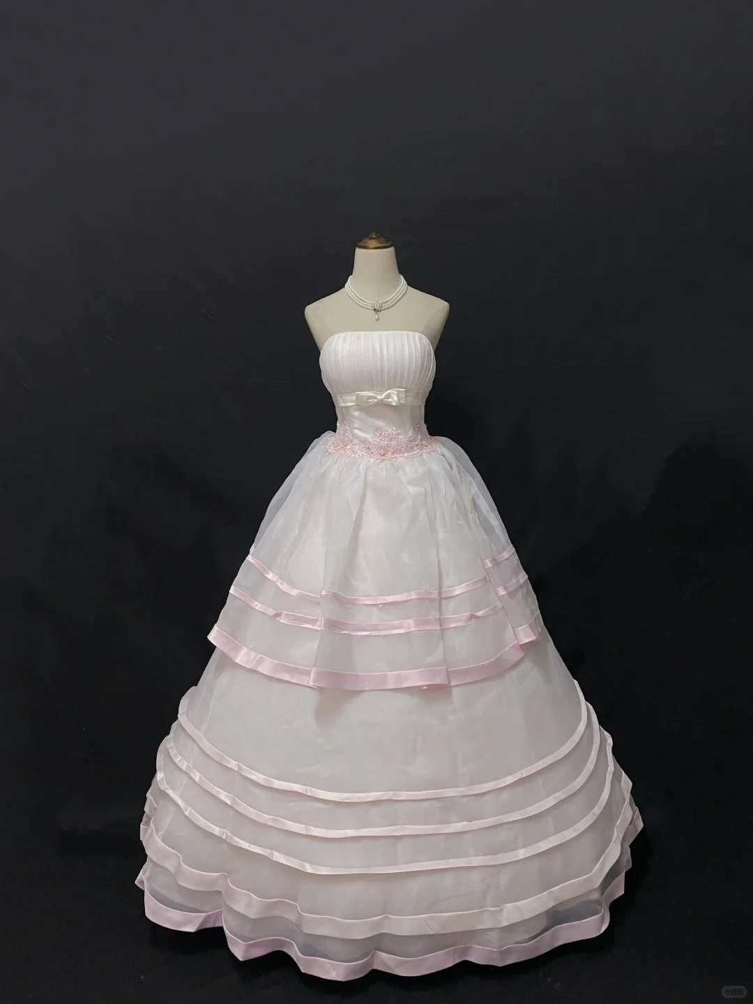 Blush Pink Strapless Long Romantic Gown, Waist-cinched Design, Voluminous Flared Skirt, Wedding Dress & Bridal Gown gh8199