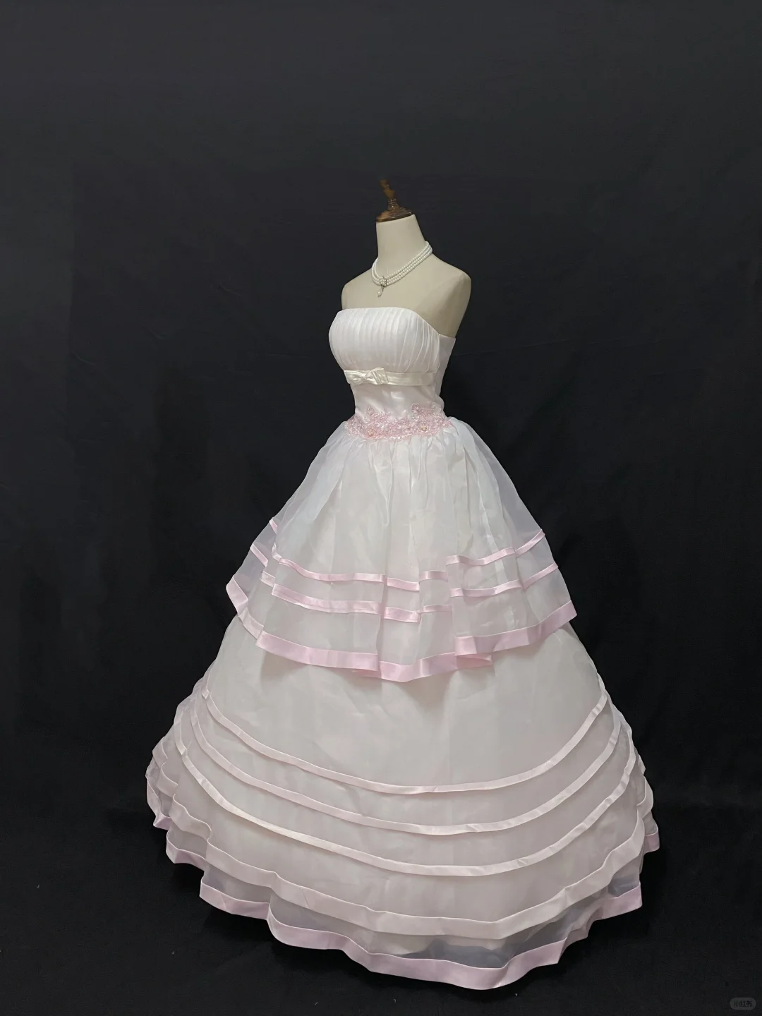Blush Pink Strapless Long Romantic Gown, Waist-cinched Design, Voluminous Flared Skirt, Wedding Dress & Bridal Gown gh8199