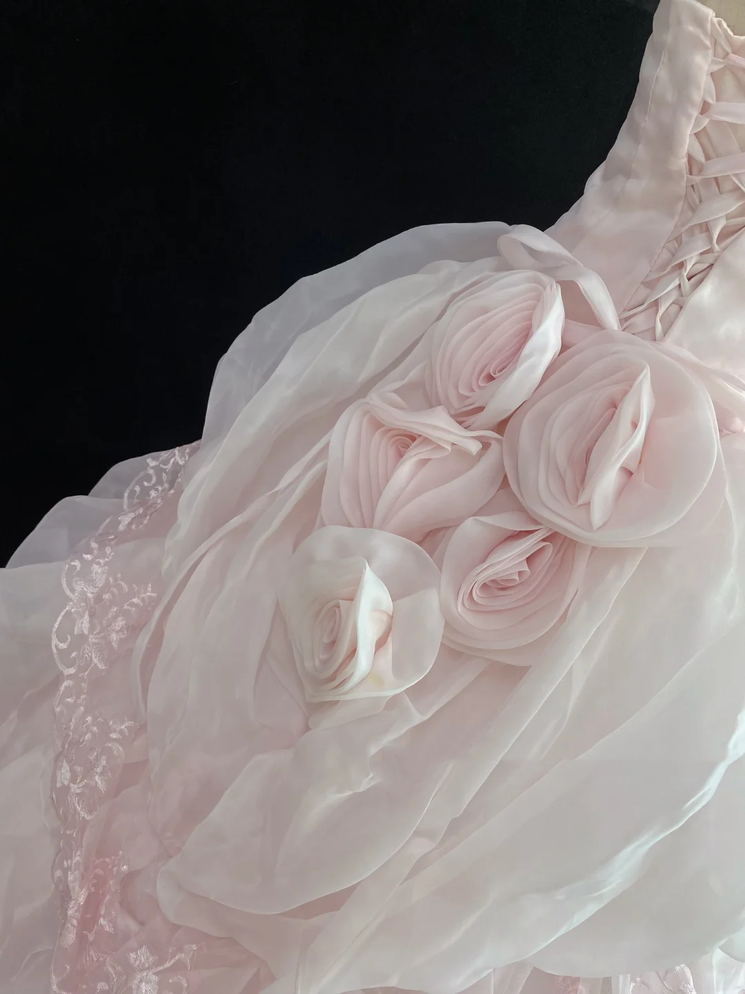Blush Pink Strapless Romantic Gown with Embroidery, Cinched Waist, Fluffy Tiered Princess Skirt, Wedding Dress & Bridal Gown gh8159