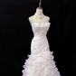 White Strapless, Cinched Waist, Slim Fit Bodycon Sexy Long Romantic Dress, Wedding Gown gh8075