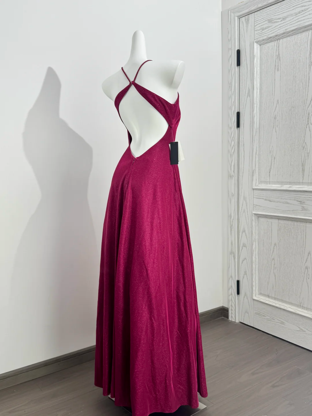 Fuchsia Halter Cinched Waist Fitted Backless Sexy Long Prom Dress, Evening Gown gh7216