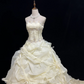 Light Yellow Vintage Palace Strapless Cinched Waist Voluminous Skirt Long Romantic Dress, Wedding Gown gh7939