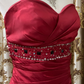 Red Strapless Waist-Cinched Fitted Long Prom Dress, Evening Party Gown gh7289