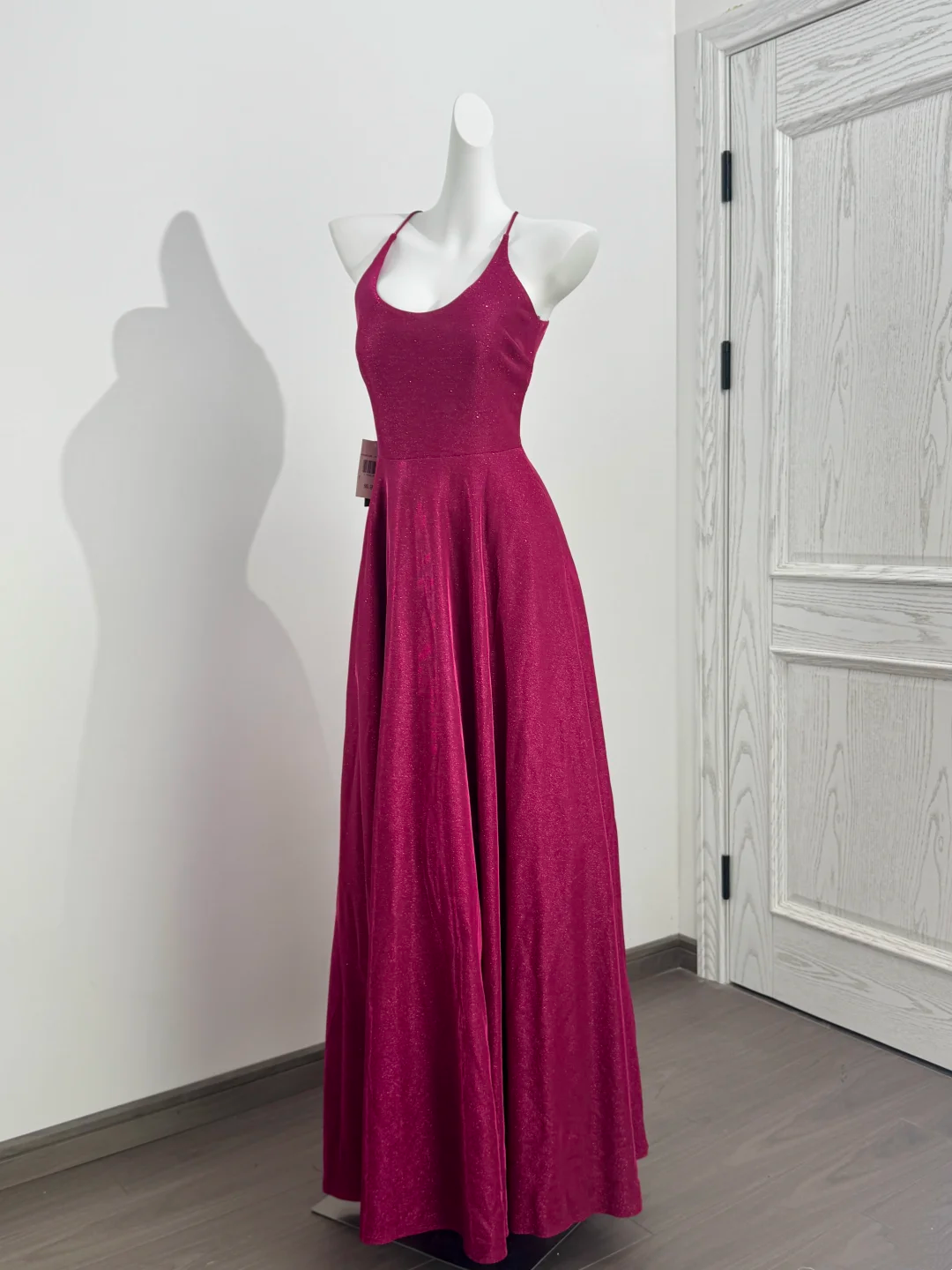 Fuchsia Halter Cinched Waist Fitted Backless Sexy Long Prom Dress, Evening Gown gh7216