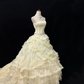 Light Yellow Vintage Palace Strapless Cinched Waist Voluminous Skirt Long Romantic Dress, Wedding Gown gh7939