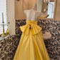 Bright Yellow Strapless Waist-Cinched Voluminous Princess Skirt Elegant Vintage Romantic Dress, Wedding Gown gh7570