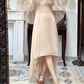 Pale‑Apricot‑Vintage‑Bohemian V‑Neck Batwing‑Flutter‑Sleeve Leaf‑Sequin‑Embroidery High‑Waist High‑Low‑Chiffon Evening Tea‑Party Gown gh8814