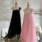 girlhomeshops--White/Blue/Pink/Black Suspender Long Chiffon Travel Holiday Dress gh5684