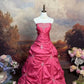 girlhomeshops - Robe de bal longue en satin rose à fleurs délicates gh6293