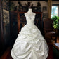 Girlhomeshops-White exquisite beaded long satin ball gown wedding dress bridal gown gh5352