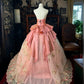 Girlhomeshops - Rosa, zart geblümtes, langes Tüll-Ballkleid gh5351