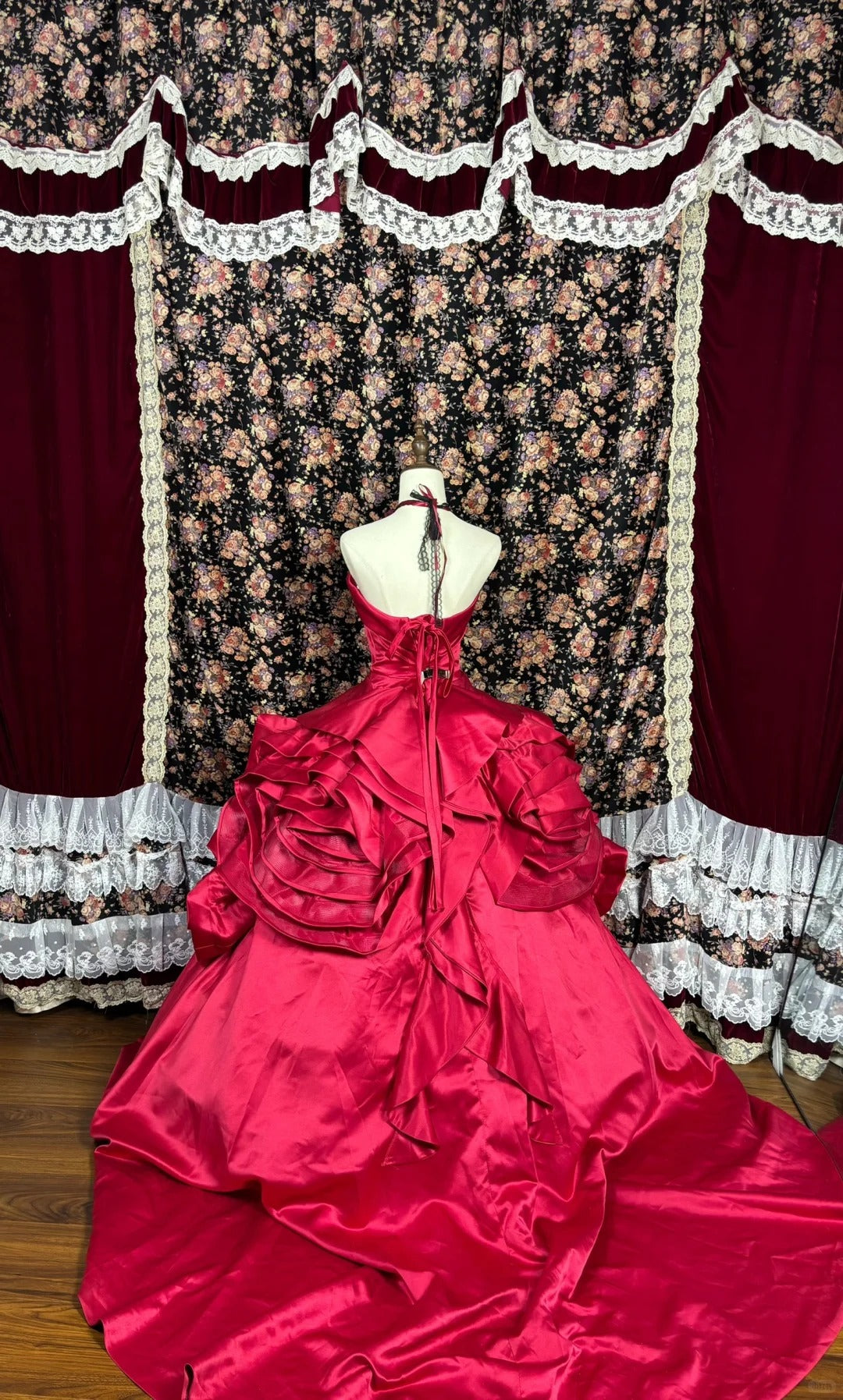 Rotes, langes Satin-Ballkleid-Abendkleid gh4767